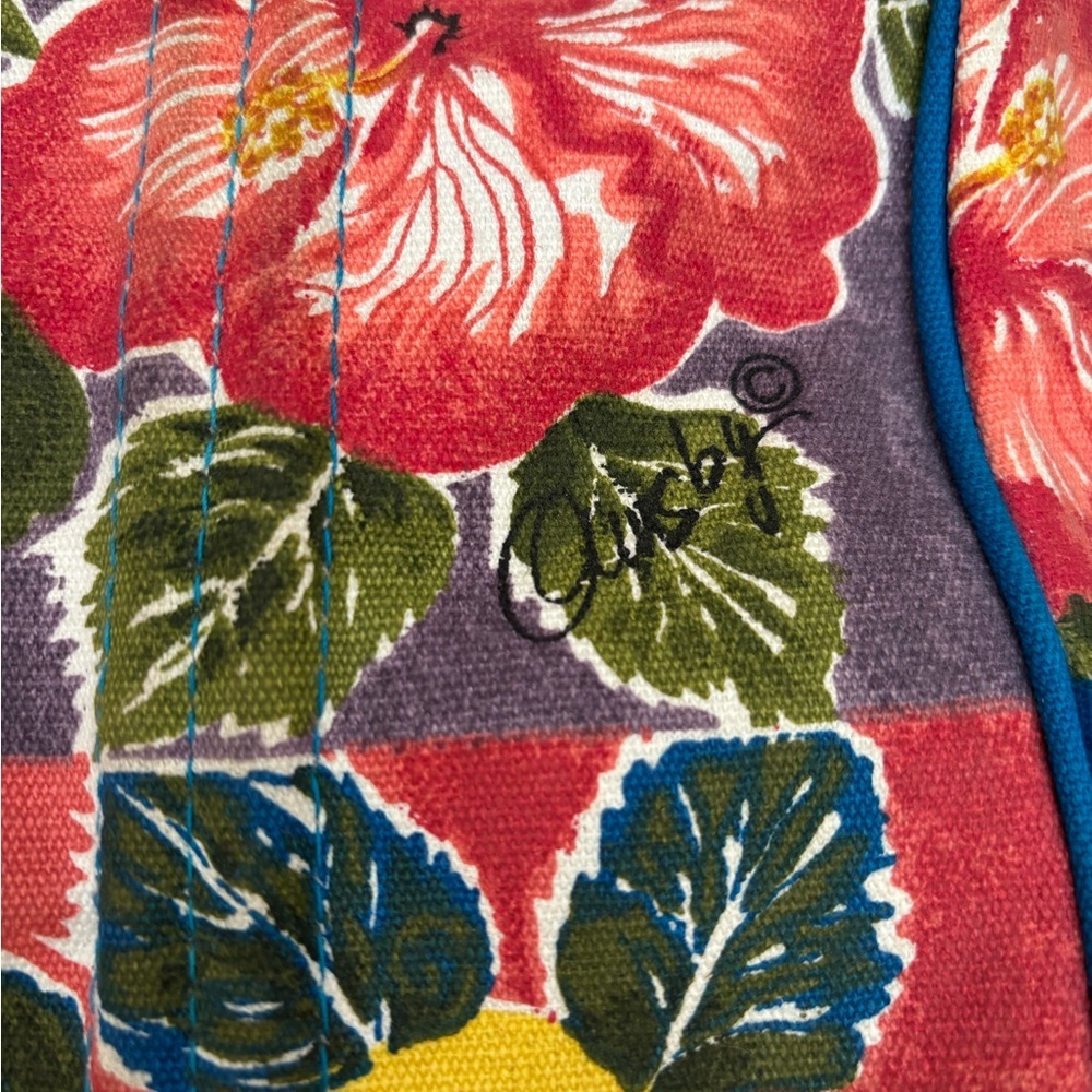 Boho Canvas Floral Tote  Beach Bag - Multicolor - Picture 7 of 10